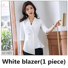 Load image into Gallery viewer, Red Skirt suit 2 Pieces Set fashion business women suit office ladies work wear uniform Interview thin blazer hlaf sleeve top
