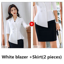 Load image into Gallery viewer, Red Skirt suit 2 Pieces Set fashion business women suit office ladies work wear uniform Interview thin blazer hlaf sleeve top