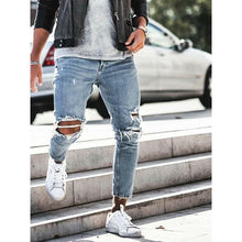 Load image into Gallery viewer, Fashion Men's Jeans Ripped Skinny Jeans Destroyed Frayed Slim Fit Denim Pants Long Pants Denim Biker Work Trousers