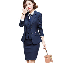 Load image into Gallery viewer, Blazer and Skirt Set with Pockets Elegant Slim Fit Blazer+Skirt 2 Pieces Formal Career Skirt Suits Office Clothes 889820