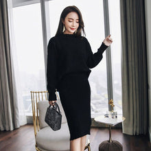 Load image into Gallery viewer, Women Long Sleeve Pullover Sweater And Bodycon Skirt Two Piece Set Office Wear Knitted Outfits Sweater Dress Suit