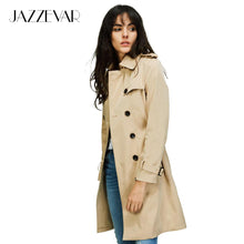 Load image into Gallery viewer, JAZZEVAR 2019 Autumn New High Fashion Brand Woman Classic Double Breasted Trench Coat Waterproof Raincoat Business Outerwear