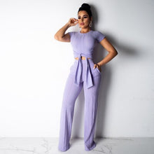 Load image into Gallery viewer, Summer New vogue Sports Short Sleeve Pants two piece set top and pants women Summer office lady Large Size 2 piece set womenB450