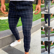 Load image into Gallery viewer, Fashion Pants Men Plaid Print Drawstring Elastic Casual Pencil Pants Trousers