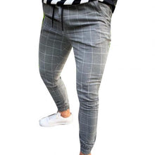 Load image into Gallery viewer, Fashion Pants Men Plaid Print Drawstring Elastic Casual Pencil Pants Trousers