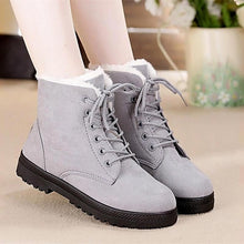 Load image into Gallery viewer, Snow boots 2019 warm fur plush Insole women winter boots square heels flock ankle boots women shoes lace-up winter shoes woman