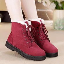 Load image into Gallery viewer, Snow boots 2019 warm fur plush Insole women winter boots square heels flock ankle boots women shoes lace-up winter shoes woman