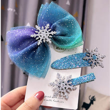 Load image into Gallery viewer, M MISM Christmas Snowflake Hair Accessories Crystal Hair Clips for Women Winter Hair Ties Girls Hairpins Blue Hair Scrunchies