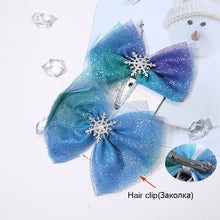Load image into Gallery viewer, M MISM Christmas Snowflake Hair Accessories Crystal Hair Clips for Women Winter Hair Ties Girls Hairpins Blue Hair Scrunchies