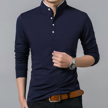 Load image into Gallery viewer, Liseaven T-Shirt Men Cotton T Shirt Full Sleeve tshirt Men Solid Color T-shirts tops&tees Mandarin Collar Long Shirt