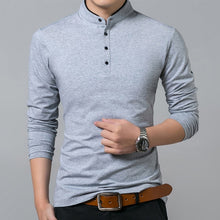 Load image into Gallery viewer, Liseaven T-Shirt Men Cotton T Shirt Full Sleeve tshirt Men Solid Color T-shirts tops&tees Mandarin Collar Long Shirt