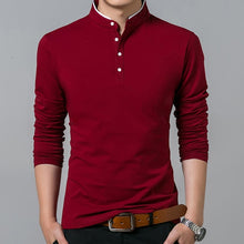 Load image into Gallery viewer, Liseaven T-Shirt Men Cotton T Shirt Full Sleeve tshirt Men Solid Color T-shirts tops&tees Mandarin Collar Long Shirt