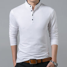 Load image into Gallery viewer, Liseaven T-Shirt Men Cotton T Shirt Full Sleeve tshirt Men Solid Color T-shirts tops&tees Mandarin Collar Long Shirt