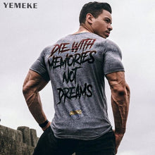 Load image into Gallery viewer, YEMEKE New Men Short Sleeve Cotton t-shirt Summer Casual Fashion Gyms Fitness Bodybuilding T shirt Male Slim Tees Tops Clothing