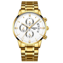 Load image into Gallery viewer, NIBOSI Mens Watches Luxury Top Brand Gold Watch Men Relogio Masculino Automatic Date Watch Quartz Luminous Calendar Wristwatch