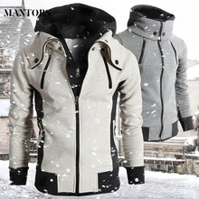 Load image into Gallery viewer, 2019 Zipper Men Jackets Autumn Winter Casual Fleece Coats Bomber Jacket Scarf Collar Fashion Hooded Male Outwear Slim Fit Hoody