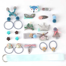 Load image into Gallery viewer, 24 Piece hair clip set ,Cute cartoon hair accessories,Girl head rope bow flower animal headwear, Elastic hair band hair ring