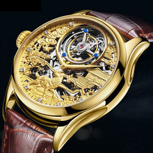 Load image into Gallery viewer, New Diamond Scale Tourbillon Mechanical Watch Men Hollow Mechanical Watch Male Luxury Watches Man Gold Clock Waterproof Leather
