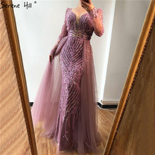 Load image into Gallery viewer, Blue Dubai Luxury Sequined Sparkle Evening Dresses 2020 Long Sleeve Beading Evening Gowns Serene Hill Plus Size LA60858