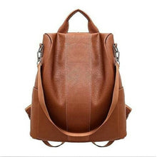 Load image into Gallery viewer, Female anti-theft backpack classic PU leather solid color backpack canta fashion shoulder bag