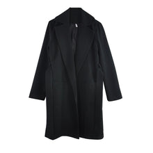 Load image into Gallery viewer, MVGIRLRU elegant Long Women's coat lapel 2 pockets belted Jackets solid color coats Female Outerwear