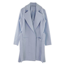 Load image into Gallery viewer, MVGIRLRU elegant Long Women's coat lapel 2 pockets belted Jackets solid color coats Female Outerwear