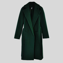 Load image into Gallery viewer, MVGIRLRU elegant Long Women's coat lapel 2 pockets belted Jackets solid color coats Female Outerwear