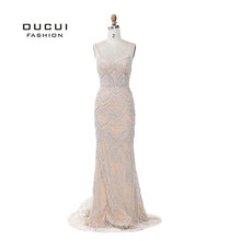 Load image into Gallery viewer, Oucui Dubai Luxury Sleeveless Mermaid Evening Gowns New Sexy Diamond Beading Gray Women Dresses Long Party Prom Dress OL103369