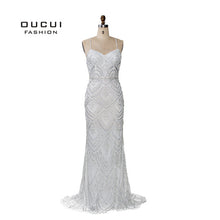 Load image into Gallery viewer, Oucui Dubai Luxury Sleeveless Mermaid Evening Gowns New Sexy Diamond Beading Gray Women Dresses Long Party Prom Dress OL103369