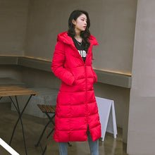 Load image into Gallery viewer, 2019 Winter Women Jacket X-long Hooded Cotton Padded Female Coat High Quality Warm Outwear Womens Parka Manteau Femme Hiver