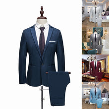 Load image into Gallery viewer, Puimentiua 2019 New Male Wedding Prom Suit Green Slim Fit Tuxedo Men Formal Business Work Wear Suits 2Pcs Set (Jacket+Pants)