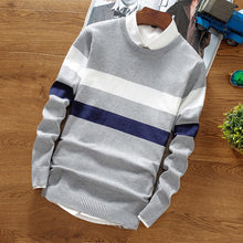 Load image into Gallery viewer, 2019 Fashion Brand Splice Stripe Cotton Thin Men Pullover Sweaters Casual Crocheted Striped Knitted Sweater Men Pullover Clothes