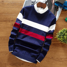 Load image into Gallery viewer, 2019 Fashion Brand Splice Stripe Cotton Thin Men Pullover Sweaters Casual Crocheted Striped Knitted Sweater Men Pullover Clothes