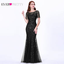 Load image into Gallery viewer, Formal Evening Dresses 2020 Ever Pretty New Mermaid O Neck Short Sleeve Lace Appliques Tulle Long Party Gowns Robe Soiree Sexy