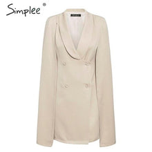 Load image into Gallery viewer, Simplee Vintage cloak blazer women dress Office ladies v neck shawl sleeveless dress female Solid celebrity party dress vestidos