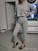 Load image into Gallery viewer, Ohvera Knitted 2 Piece Set Women Long Sleeve Crop Tops And Long Pants Sexy 2018 Winter Sweater Two Piece Set Outfits