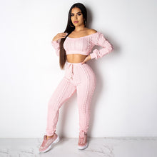 Load image into Gallery viewer, Ohvera Knitted 2 Piece Set Women Long Sleeve Crop Tops And Long Pants Sexy 2018 Winter Sweater Two Piece Set Outfits