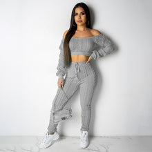 Load image into Gallery viewer, Ohvera Knitted 2 Piece Set Women Long Sleeve Crop Tops And Long Pants Sexy 2018 Winter Sweater Two Piece Set Outfits