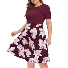 Load image into Gallery viewer, FREE OSTRICH Plus Size 5XL Women Flower Print Plus Size Midi A Line Dress Mini Dress Shirt Dress summer dress Elegant vestidos