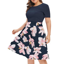 Load image into Gallery viewer, FREE OSTRICH Plus Size 5XL Women Flower Print Plus Size Midi A Line Dress Mini Dress Shirt Dress summer dress Elegant vestidos