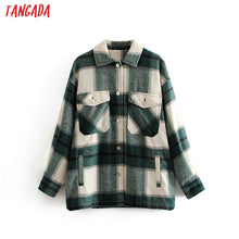 Load image into Gallery viewer, Tangada 2019 Winter Women green plaid Long Coat Jacket Casual High Quality Warm Overcoat Fashion Long Coats 3H04