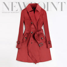 Load image into Gallery viewer, 2019 New Fashion Double Breasted Mid-long Trench Coat Women Khaki Slim Belt Cloak Mujer Windbreaker Female Abrigos Brazil LH810