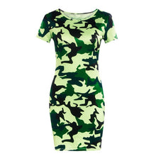 Load image into Gallery viewer, 2019 New Summer Fashion Women Sexy Tank Dress Slim Casual Camouflage Military O-Neck Print Splice Empire Mini Dresses Vestidos