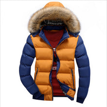 Load image into Gallery viewer, Men Down Jacket Winter New Male Casual Hooded Outwears Coat Warm Fur Parka Overcoat Men's Solid Thick Fleece Zipper Jackets 2019