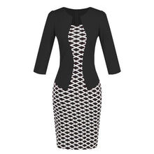 Load image into Gallery viewer, Hxroolrp 2019 New Style Hot Sales Women Colorblock Plaid Wear To Work Business Party Bodycon One-Piece Sash Dress F1
