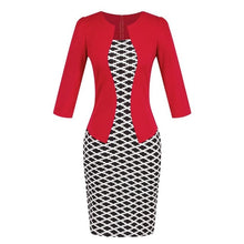 Load image into Gallery viewer, Hxroolrp 2019 New Style Hot Sales Women Colorblock Plaid Wear To Work Business Party Bodycon One-Piece Sash Dress F1