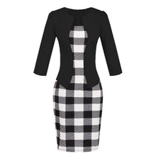 Load image into Gallery viewer, Hxroolrp 2019 New Style Hot Sales Women Colorblock Plaid Wear To Work Business Party Bodycon One-Piece Sash Dress F1