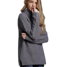Load image into Gallery viewer, Casual Autumn Winter Turtleneck Sweater Women Loose Oversize Solid Knitted Sweaters Warm Long Sleeve Pullover Sweater Black Pink
