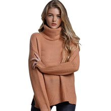 Load image into Gallery viewer, Casual Autumn Winter Turtleneck Sweater Women Loose Oversize Solid Knitted Sweaters Warm Long Sleeve Pullover Sweater Black Pink