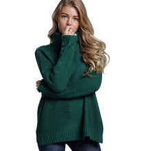 Load image into Gallery viewer, Casual Autumn Winter Turtleneck Sweater Women Loose Oversize Solid Knitted Sweaters Warm Long Sleeve Pullover Sweater Black Pink